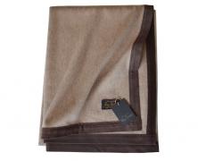Плед кашемировый Glen Saxon Nubuk brown 130x180 с кожаным кантом - основновное изображение