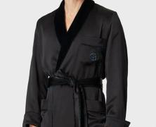Мужской халат Goirgio Armani Black натуральный шёлк в интернет-магазине Posteleon