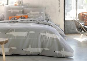 Постельное белье Blanc des Vosges Mr Fox Gris 1.5 спальное 155х200 перкаль - основновное изображение