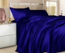 Постельное белье Luxe Dream Синий евро 200x220 шёлк в интернет-магазине Posteleon