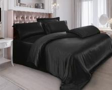 Постельное белье Luxe Dream Silk Cotton Black семейное 2/150x200 шёлк/хлопок - основновное изображение
