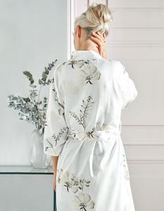 Халат сатиновый женский Blanc des Vosges Delicatesse хлопок - основновное изображение