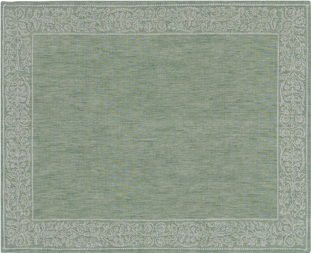 Льняная скатерть-дорожка Leitner Leinen Medici зеленая 47х150