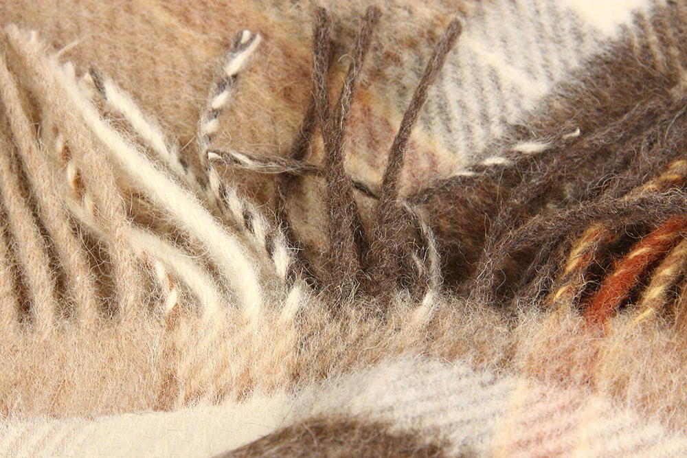 Плед альпака/меринос IncAlpaca PP-12 170x210 бело-бежево-коричневый с терракотой