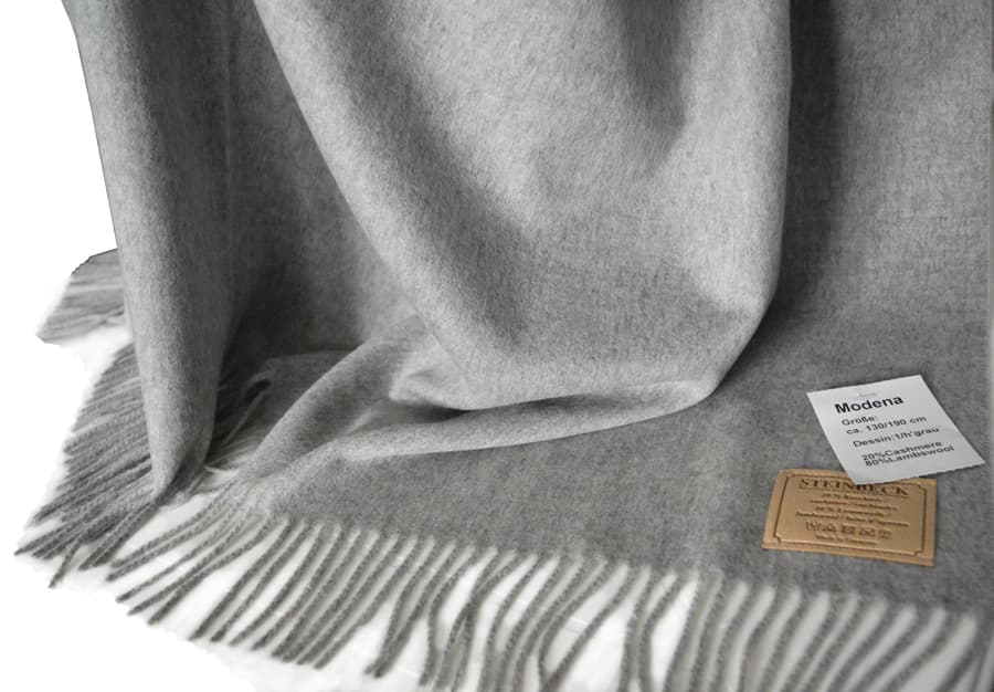 Плед ягнёнок/кашемир Steinbeck Modena 1/h'grau светло-серый 130х190