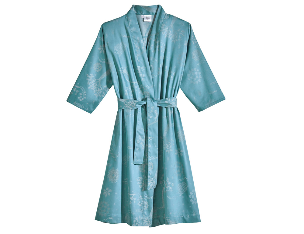 Халат сатиновый женский Blanc des Vosges Shiraz Turquoise хлопок