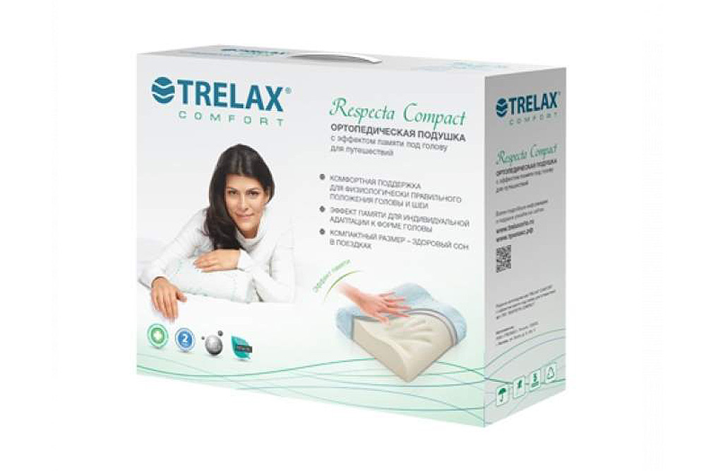 Ортопедическая подушка Respecta Compact 38х30 с эффектом памяти, Trelax