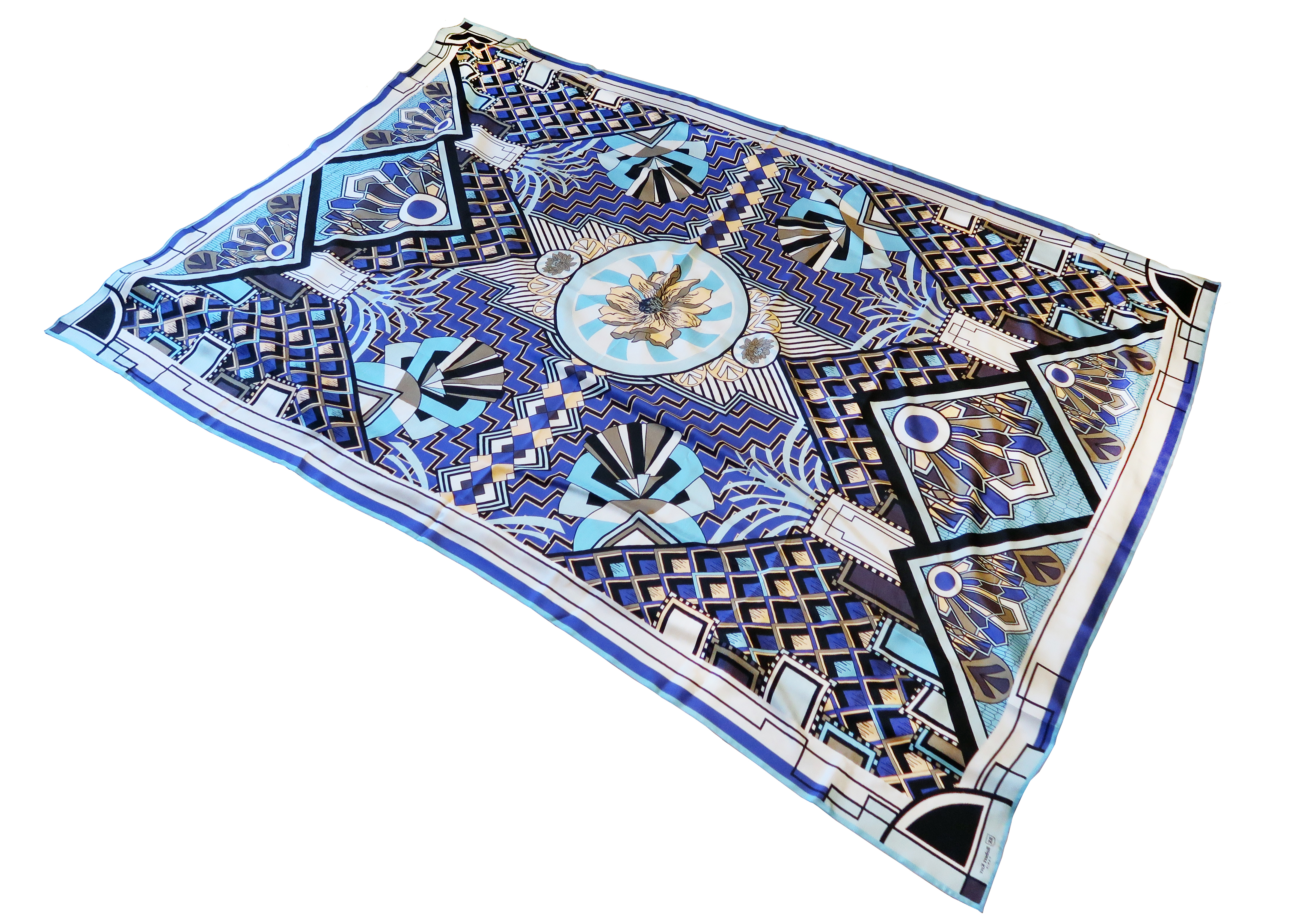 Шёлковый платок-палантин Luxury Silk & Wool Geometry Сlassic 130х170