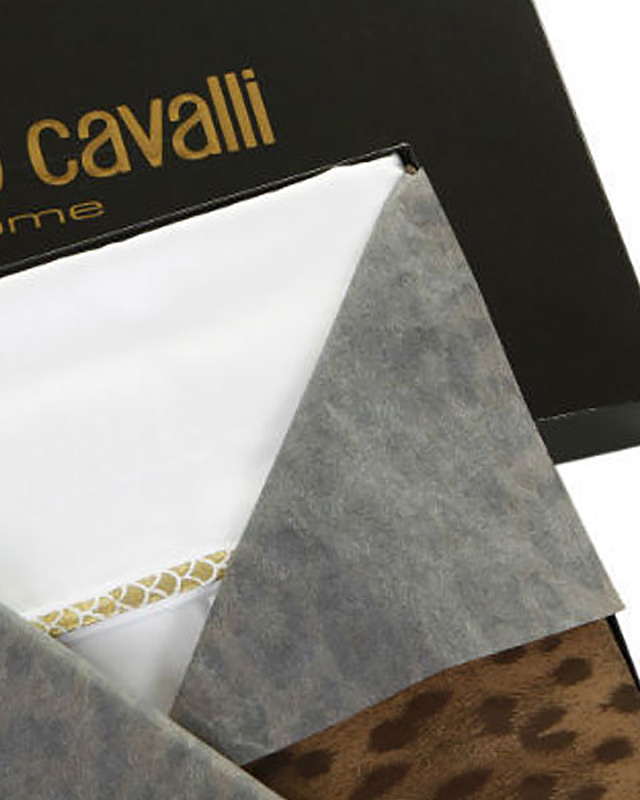 Постельное белье Roberto Cavalli Gold bianco семейное 2/155х200 сатин