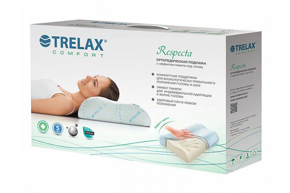 Ортопедическая подушка Respecta 38х60 с эффектом памяти, Trelax
