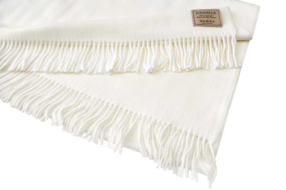Плед из шерсти ягнёнка Steinbeck Regent Wollweiss белый 130х190