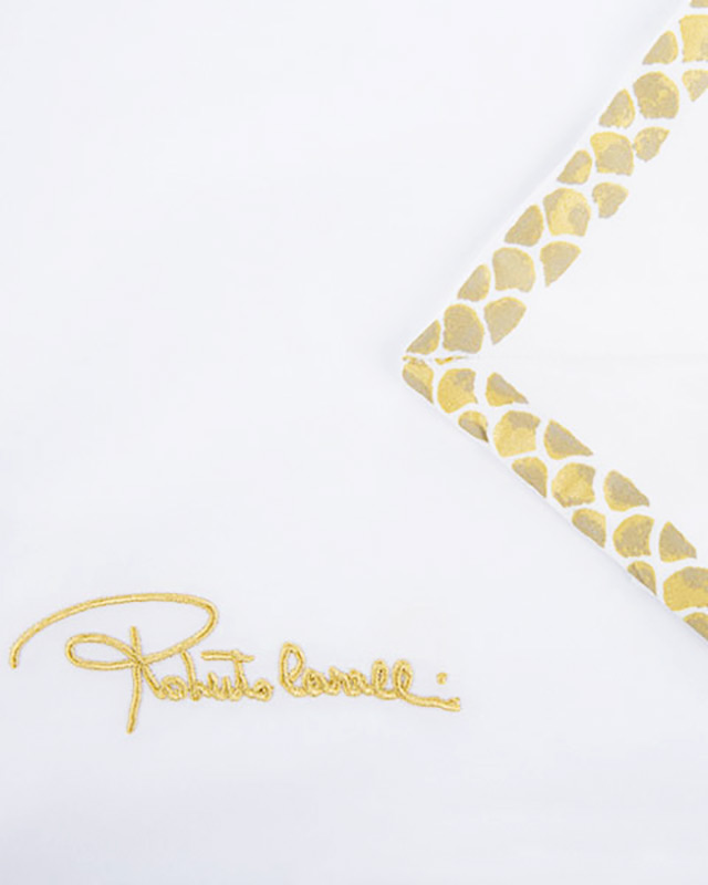 Постельное белье Roberto Cavalli Gold bianco семейное 2/155х200 сатин