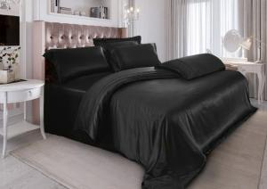 Постельное белье Luxe Dream Silk Cotton Black евро 200x220 шёлк/хлопок - основновное изображение