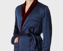 Мужской халат Goirgio Armani Night Blue натуральный шёлк - основновное изображение