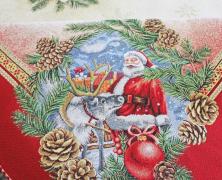 Круглая новогодняя скатерть Vingi Ricami Santa Klaus 22 Ø180 гобелен - фото 2