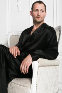 Халат шелковый мужской Luxe Dream Black длинный - основновное изображение
