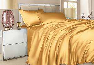 Постельное белье Luxe Dream Золотой евро 200x220 шёлк - основновное изображение