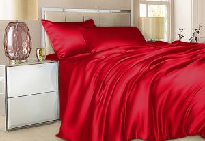 Постельное белье Luxe Dream Красный евро 200x220 шёлк - основновное изображение