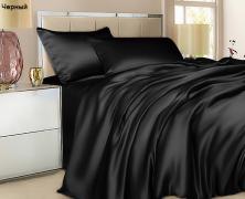 Постельное белье Luxe Dream Черный семейное 2/140x205 шёлк - основновное изображение