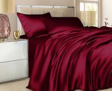 Постельное белье Luxe Dream Бордовый семейное  2/140x205 шёлк