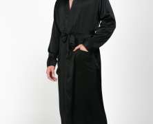 Халат шелковый мужской Luxe Dream Black длинный - фото 2
