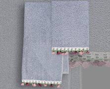 Комплект из 2 полотенец Vingi Ricami Tulip Blu 40x60 и 60x110 - основновное изображение