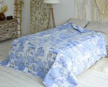 Одеяло-покрывало Servalli Etoil de France Blu 255х255 полиэстер/хлопок - фото 1