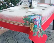 Круглая новогодняя скатерть Vingi Ricami Santa Klaus 22 Ø180 гобелен - фото 1