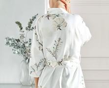 Халат сатиновый женский Blanc des Vosges Delicatesse хлопок - основновное изображение