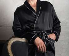 Халат шелковый мужской Luxe Dream Black Line длинный - фото 2