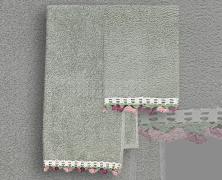 Комплект из 2 полотенец Vingi Ricami Tulip Verde 40x60 и 60x110 в интернет-магазине Posteleon